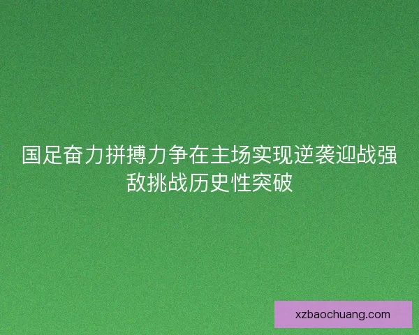 国足奋力拼搏力争在主场实现逆袭迎战强敌挑战历史性突破