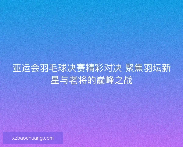 亚运会羽毛球决赛精彩对决 聚焦羽坛新星与老将的巅峰之战